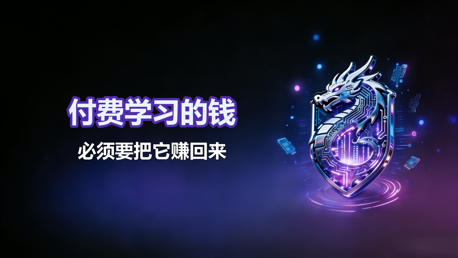 付费学习的钱，必须要把它赚回来，甚至翻倍回本